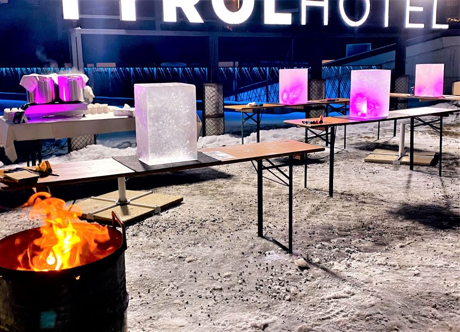 Vorbereitung für Eisskulptur schnitzen 