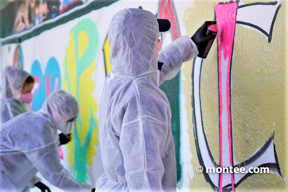 Graffiti sprühen auf Leinwand 