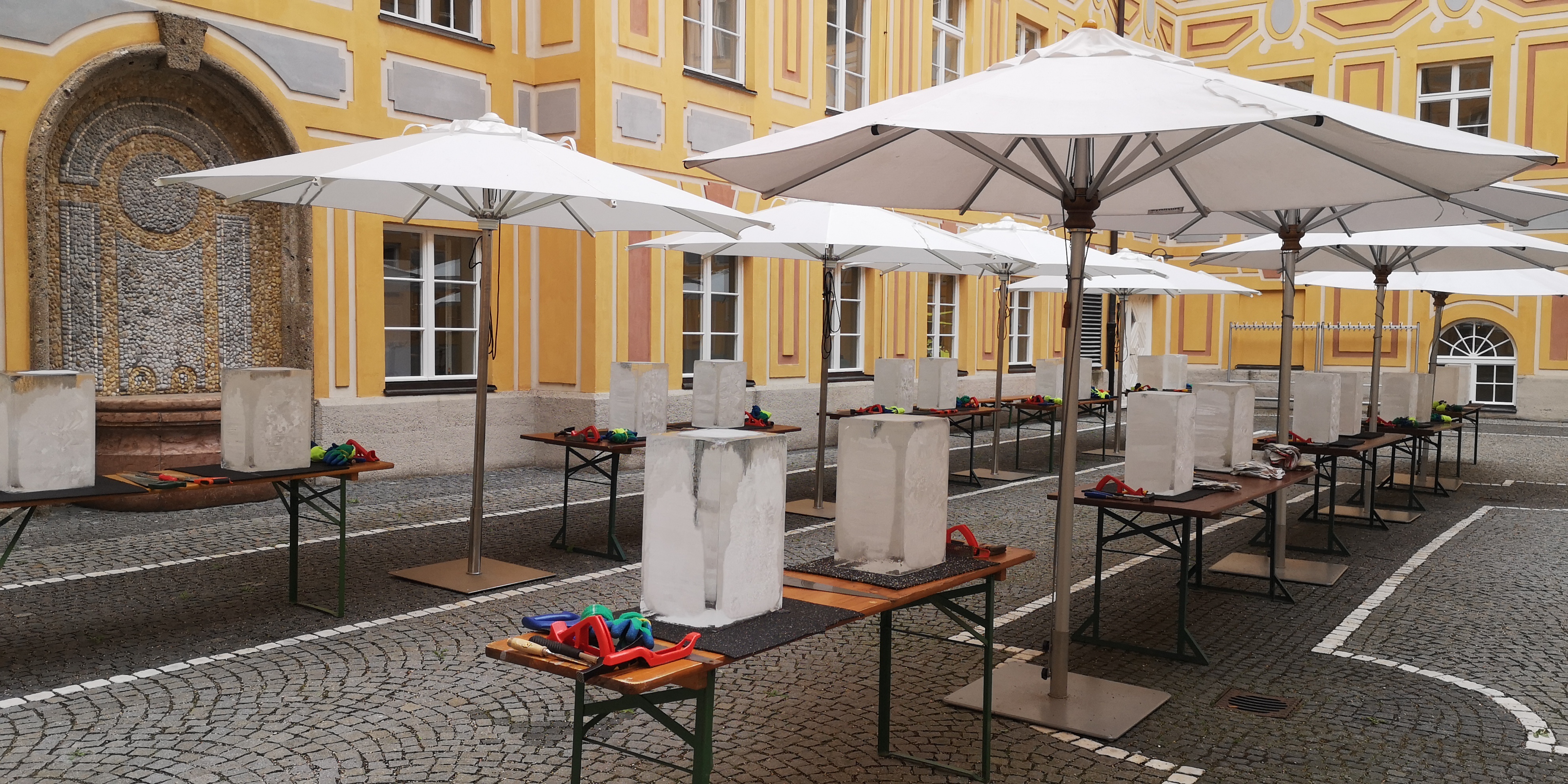 Vorbereitung für Eisskulptur schnitzen 