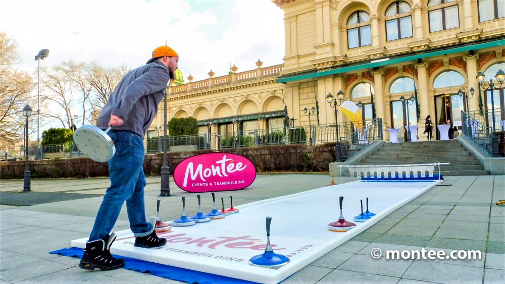 Mobile Eisstockbahn mieten Weihnachtsfeier und Teamevent in Wien Salzburg München