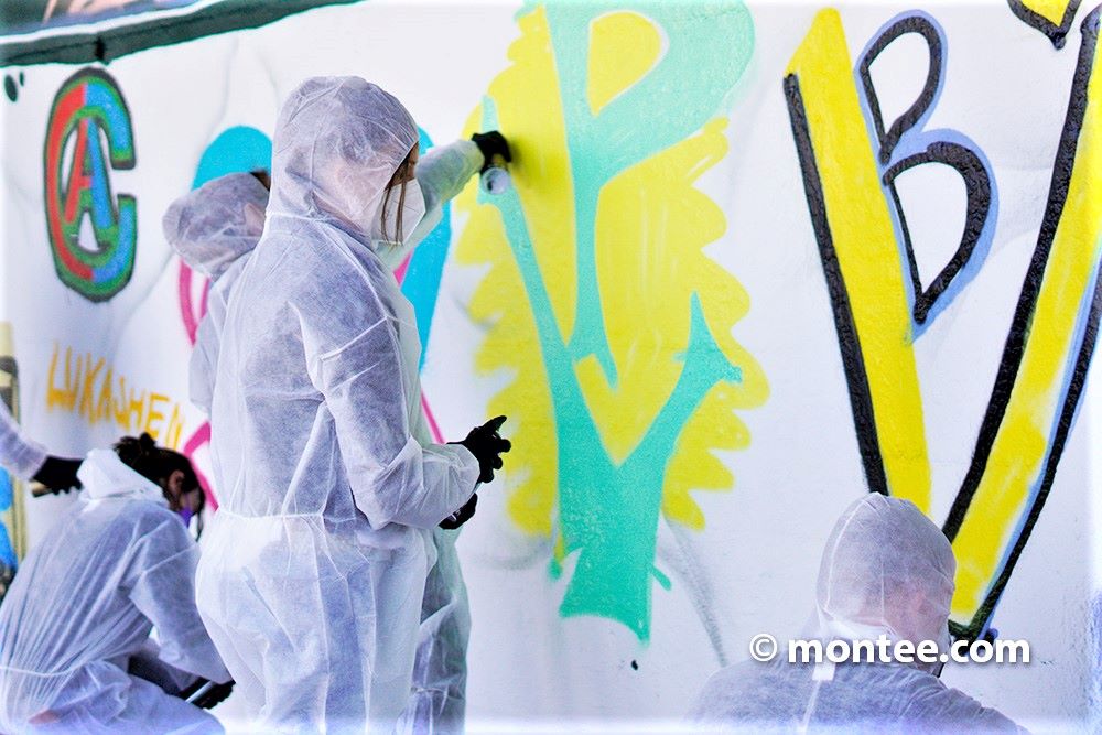 Graffiti sprühen auf Leinwand 