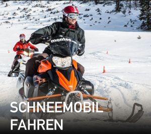 Mann fährt mit einem Schneemobil 