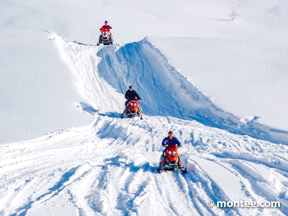 Skidoo fahren Winterlandschaft