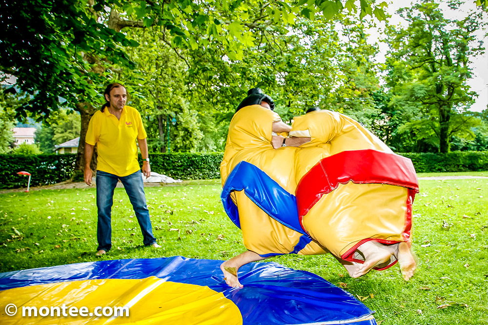 Sumo wrestling employee competition team event outdoor Munich Bavaria