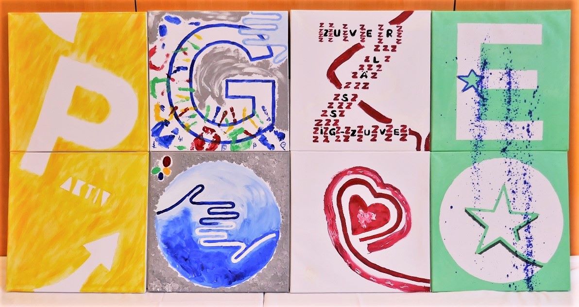 Acrylgemälde Teamwork of art Montee Firmenevent Ideen