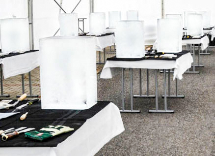 Vorbereitung für Eisskulptur schnitzen 